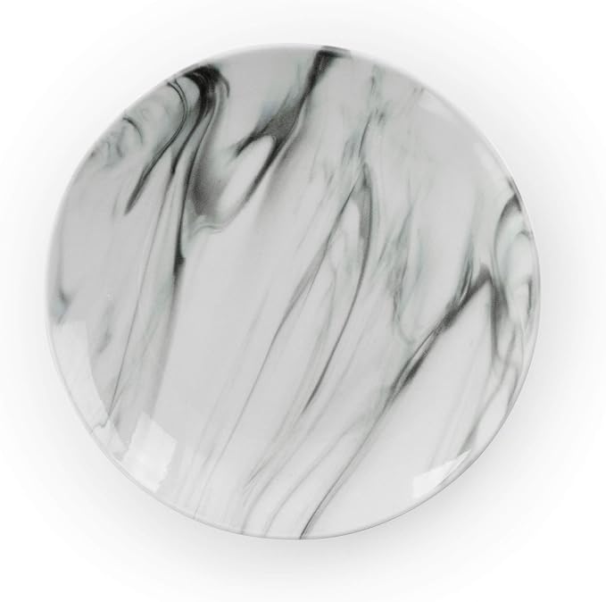 Elama Fine Marble 16 Piece Stoneware Dinnerware Set in Black and White - Image 10