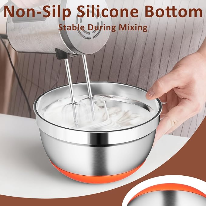 9 Pack Mixing Bowls with Airtight Lids Set, Stainless Steel Mixing Bowls with - Image 3
