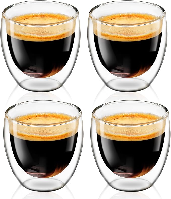 Espresso Cups Set of 4, 3oz Espresso Shot Glass Double Walled Coffee Cups | by Shopwithgreen