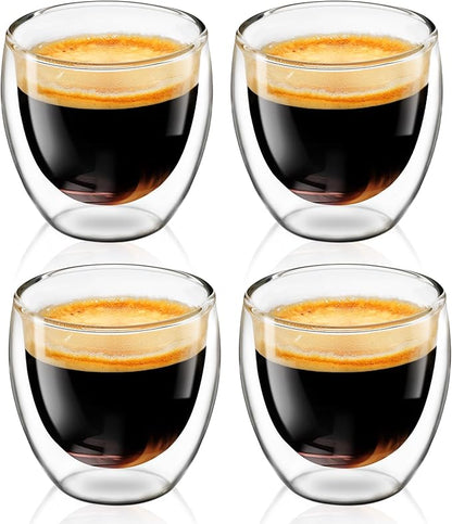 Espresso Cups Set of 4, 3oz Espresso Shot Glass Double Walled Coffee Cups | by Shopwithgreen