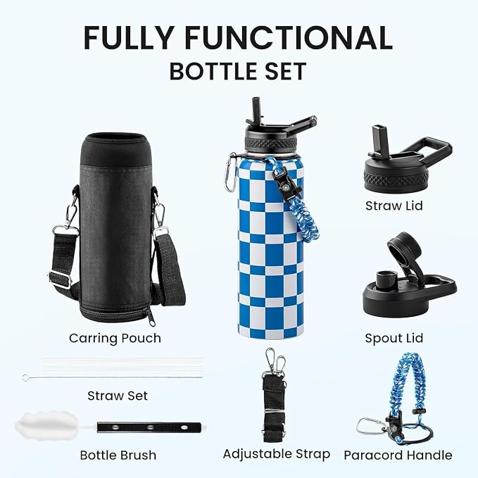 RAYMYLO Insulated Water Bottle 40 oz, Triple Wall Vacuum Stainless Steel | - Image 8