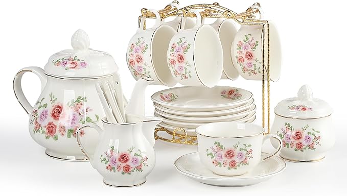 Sweejar 23 Pcs Floral Tea Sets by Sweejarco1949