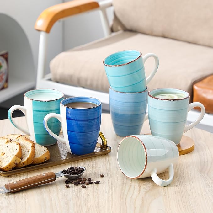 vancasso Bonita 16 Oz Large Coffee Mugs Set of 6, Ceramic Coffee Cups - Image 6