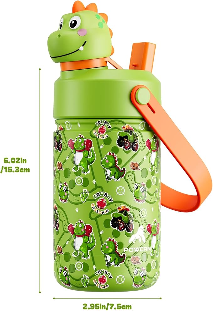 POWCAN Kids Water Bottle for School: 2-in-1 Straw Spout Lid - Image 8