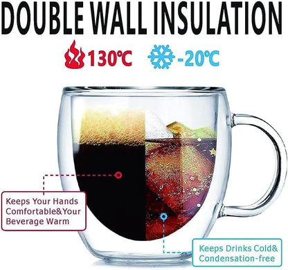 Espresso Cups Set Of 2, Double Walled Glass Coffee Mugs - Image 3