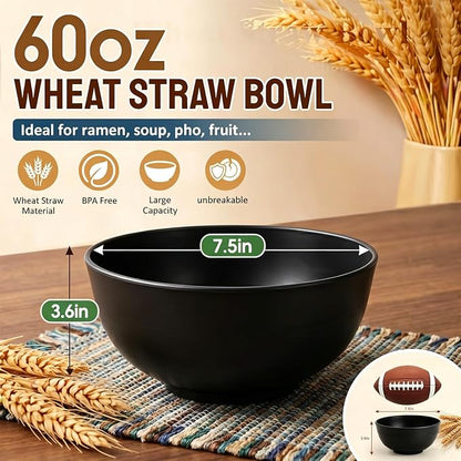 Ramen Bowls 60oz, Unbreakable & Lightweight Wheat Straw Bowls Sets of 8 - Image 2