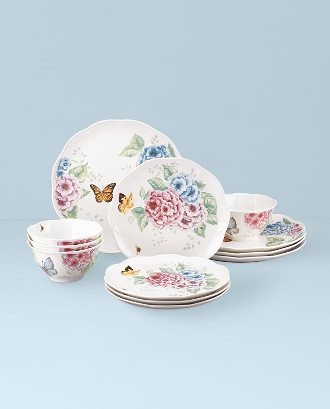 Lenox Butterfly Meadow Hydrangea Porcelain 12-Piece Dinnerware Set - Image 2