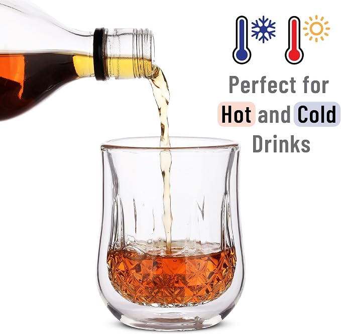 BTaT- Double Walled Drinking Glass, 4 Pack, 8 oz, Stylish Insulated Rocks Glass - Image 5