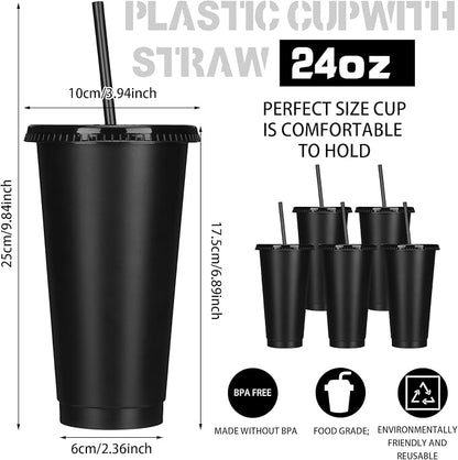 Bokon 30 Sets Tumbler with Straw and Lid Bulk 24 oz Reusable Plastic Cups to Go - Image 2