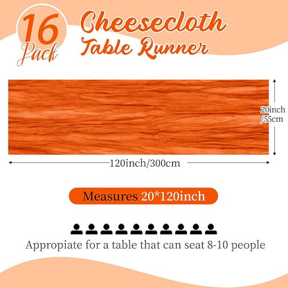 16 Pack Orange Cheesecloth Table Runners 20x120 Inch Gauze Table Runner 10FT - Image 2
