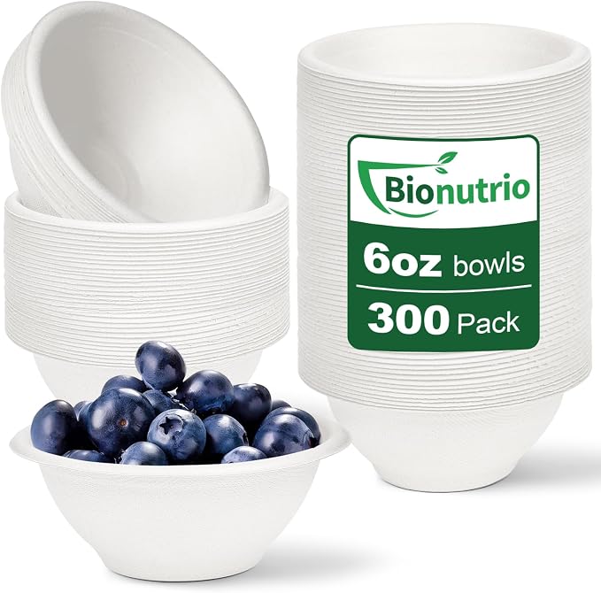 6 oz Disposable Bowls, 300 Pack Compostable Small Paper Bowls | Biodegradable by HOME