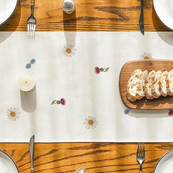 Artoid Mode Antique Herbs and Wild Flowers Spring Table Runner, Summer Fall - Image 3