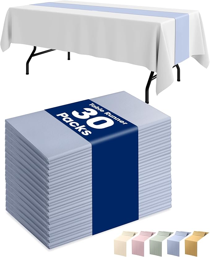 Pureegg Plastic Table Runners Disposable 30 Pack, 14 x 108 Inch Table Runner by Pureegg