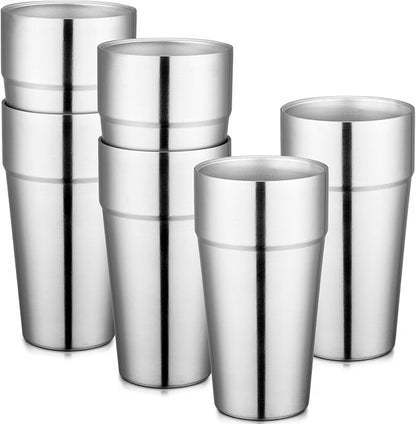 Beasea Stainless Steel Cups 19 oz, 6 Pack Large 18.6oz 550ml Stackable by Beasea