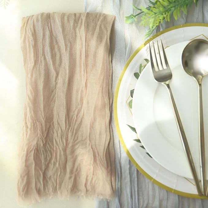 Efavormart 5 Pack 24"x19" Beige Matte Gauze Cheesecloth Napkins, Sandy Cotton - Image 5