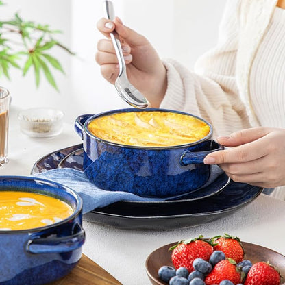 vancasso Starry French Onion Soup Bowls, 30 Oz Soup Crocks Set of 4 | Stoneware - Image 5