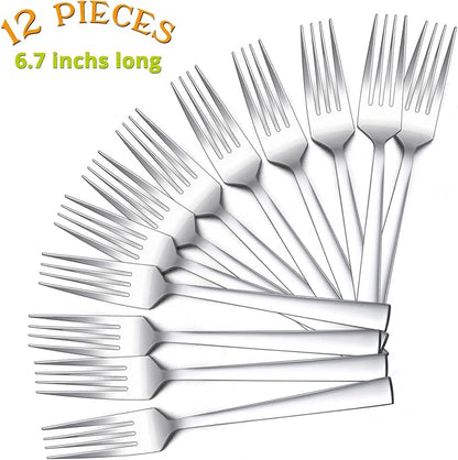 Salad Forks Set of 12, E-far 6.7 Inch Stainless Steel Dessert Forks - Image 2
