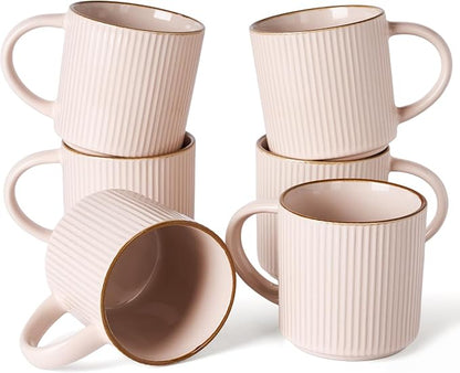 famiware Star Coffee Mug Set for 6, Handcrafted 12 oz Ceramic Stoneware Mugs by Famiware