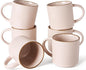 famiware Star Coffee Mug Set for 6, Handcrafted 12 oz Ceramic Stoneware Mugs by Famiware