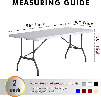 Nasitos 2 Pack 8' Fitted Table Cloth for Rectangular Table Burgundy Trade Show Table Covers-Open Back Valentines Tablecloth Washable and Wrinkle Resistant Table Cloth, Parties, Buffet, Baby Shower