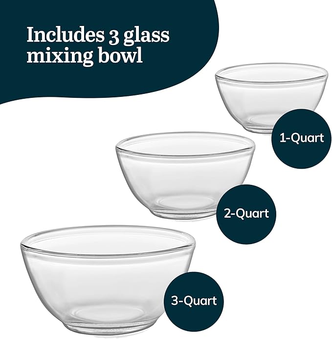Libbey Baker's Basics 3-Piece Glass Mixing Bowls Set - Image 3