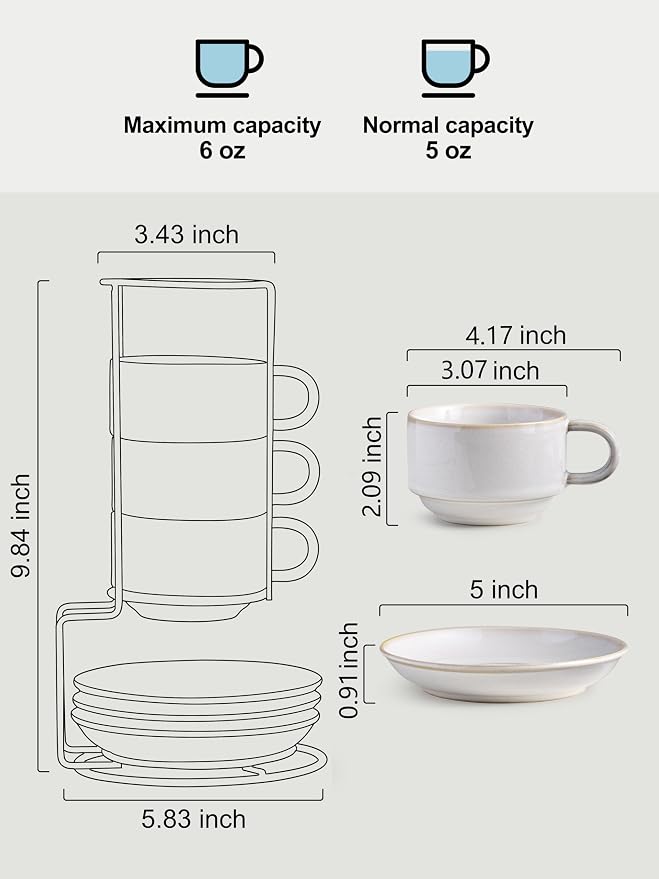Gomakren 6 Ounce Cappuccino Cups Set of 4 - Image 3