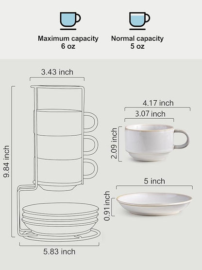 Gomakren 6 Ounce Cappuccino Cups Set of 4 - Image 3