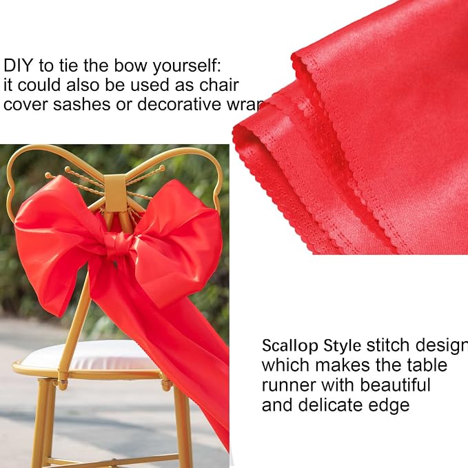 Red Table Runners, 12x108 Inches, 6 Pack | Satin, Silk and Smooth Fabric - Image 4