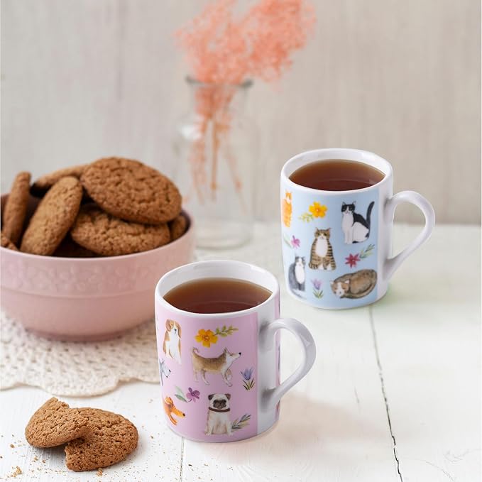 Cute Dog and Cat Espresso Cups Set of 4, 3.5oz Porcelain Coffee Cups Compatible - Image 2