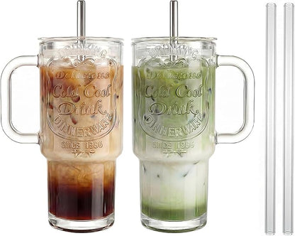 Vintage Premium Embossed Glass Cups - 18oz LeakProof Reusable by Unknown