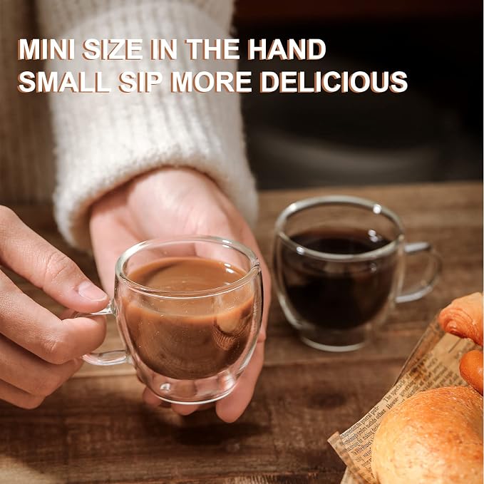 KitchenTour Insulated Coffee Mug 2.5 oz- Double Wall Glass Coffee Cup - Image 4