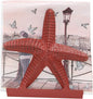 Nautical Starfish Lunch Dinner Metal Napkin Holder Kitchen Beverage Cocktail Ocean Coastal Napkin Holder By The Metal Magician (Distressed Red)