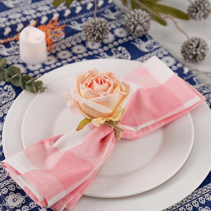 Flower Napkin Rings Set of 8, Handmade Rose Napkin Holder - Image 4