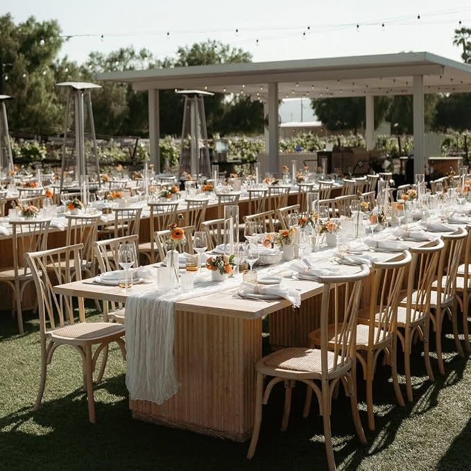 8 Pack White Cheesecloth Table Runner 17x108 inch Boho Gauze Cheese Cloth Table - Image 2