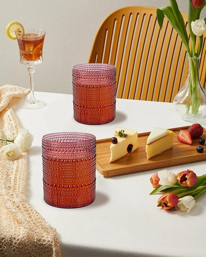 18PCS Hobnail Plastic Drinking Glasses 14 oz Burgundy Cups - Image 6