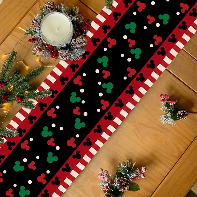 Seliem Red Black Table Runner, Funny Christmas Cute Polka Dot Home Kitchen | - Image 3