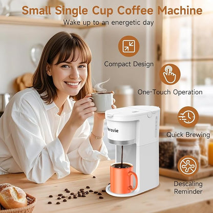 Small Single Serve Coffee Maker, One Cup Coffee Machine - Image 2