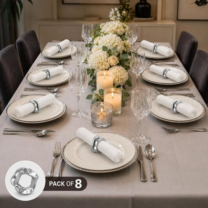 Modern Aluminum Napkin Rings Set of 8, Lightweight Metal Table Decor, - Image 6