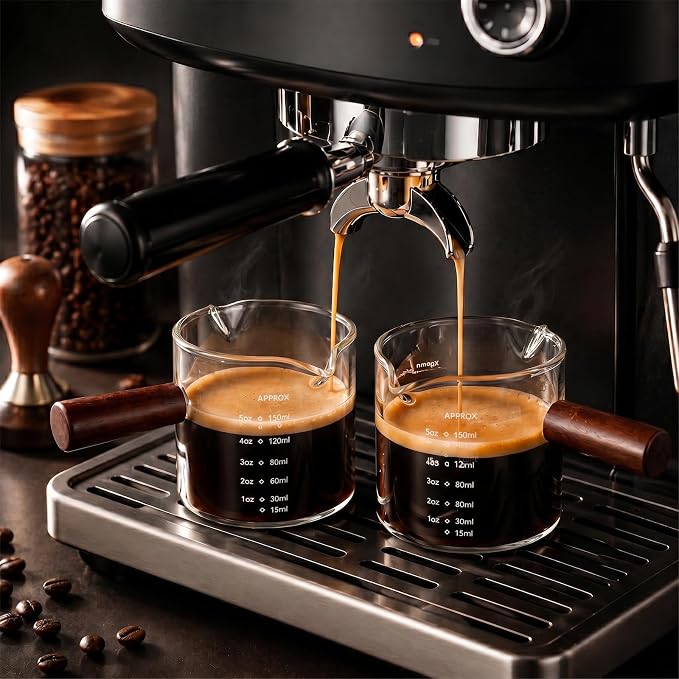 5oz Espresso Cups Set of 2, Double Spout Clear Borosilicate Glass - Image 9