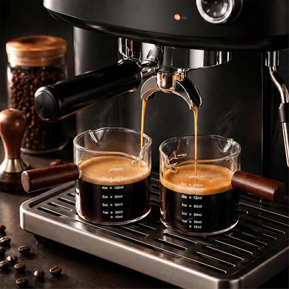 5oz Espresso Cups Set of 2, Double Spout Clear Borosilicate Glass - Image 9