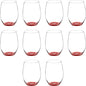 DISCOUNT PROMOS 10 ARC Stemless Wine Glasses Set, 21 oz. - Chardonnay, Cabernet, Merlot, Sauvignon - Red