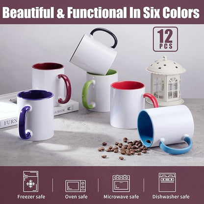TANGLONG 12PCS Sublimation Mugs-6 Assorted Colors 11oz ceramic cup - Image 3