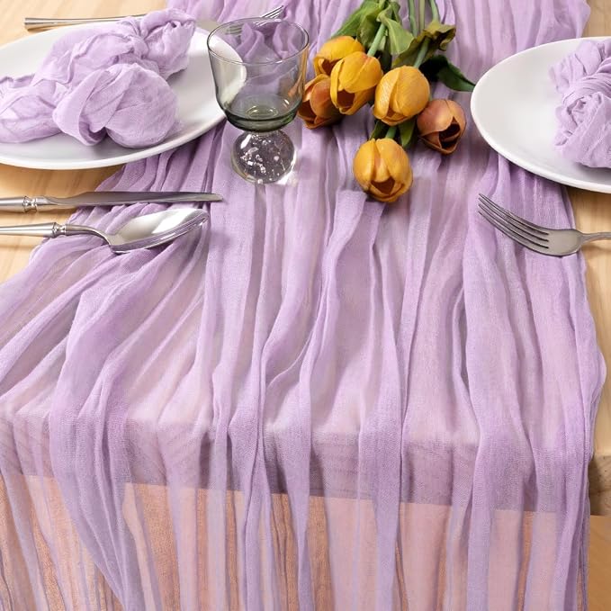 12 Pack Lilac Purple Cheesecloth Table Runner 10ft Boho Table Decor | - Image 2