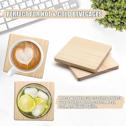24 Pack 4 Inch Unfinished Square Wood Coasters - Image 7