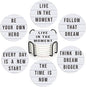 Coasters Set with Holder, 6 Pcs Motivation Quote Absorbent Ceramic Drink Pads, Non-Slip Table Protectors for Coffee & Glasses
