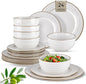 GBHOME Ceramic Dinnerware Sets, 24 pcs Embossed Elegant Stoneware Plates and Bowls Sets, Housewarming Wedding Gift | Dishwasher & Microwave Safe | Dishes Set Service for 8