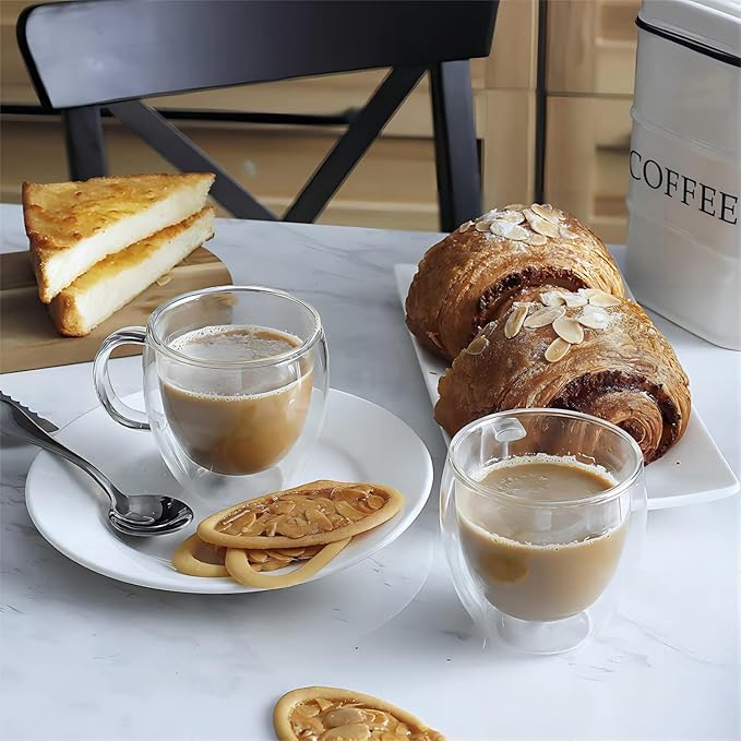 Espresso Cups Set Of 2, Double Walled Glass Coffee Mugs - Image 5