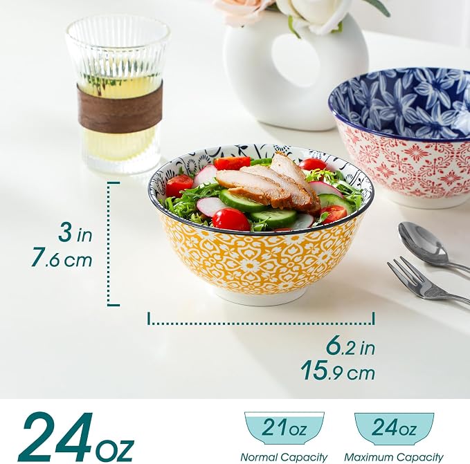 vancasso SELENE 24 oz Cereal Bowls Set of 6, Porcelain Soup Bowls | - Image 2