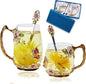Tea Cup Glass Coffee Mugs, Fancy Tea Cup Set Birthday Christmas Valentine's Day by DUMVOIN