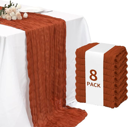 12 Pack Terracotta Cheesecloth Table Runner 120 Inch Boho Wedding Decor | by Fixwal